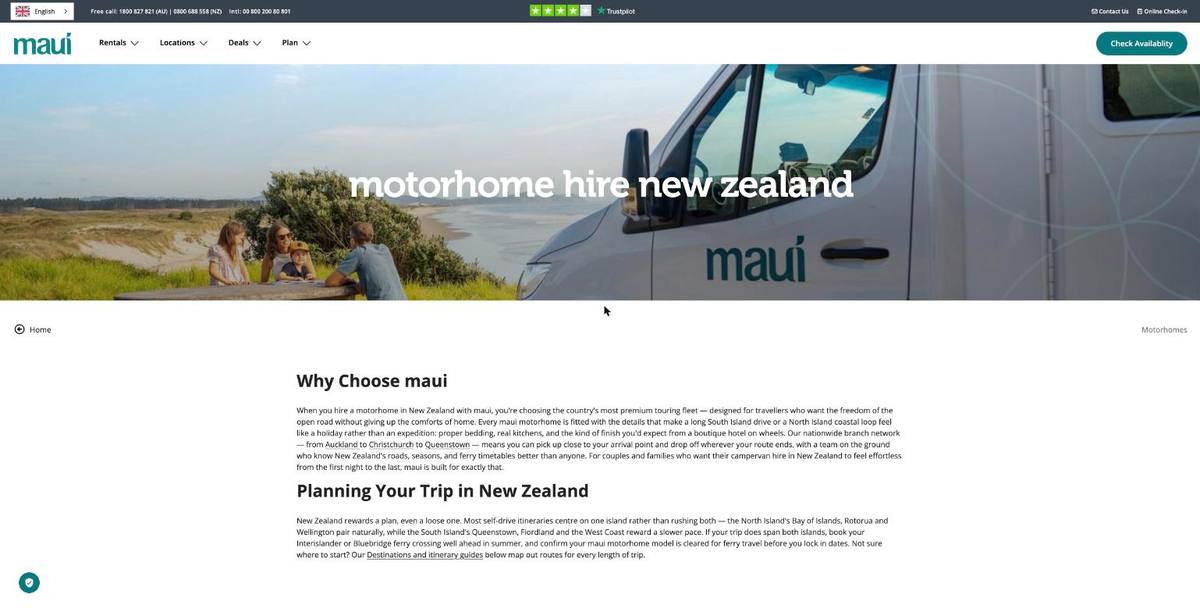 maui website: motorhome hire New Zealand