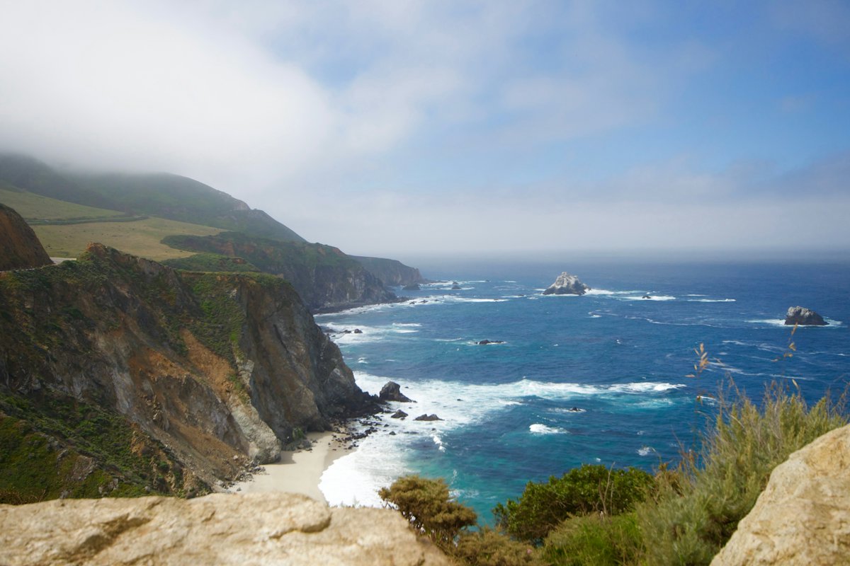 Cliffs and ocean along the Big Sur coast in California