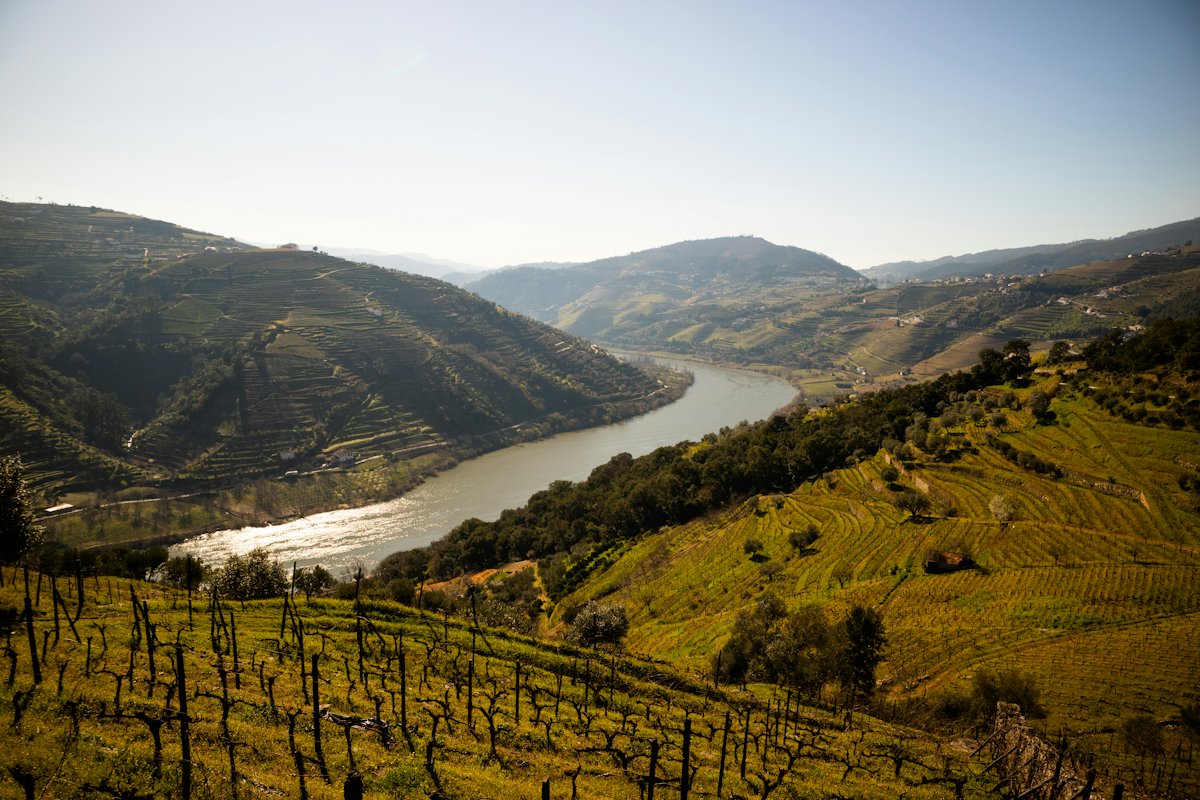 A river winding between terraced hills in northern Portugal